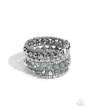 Load image into Gallery viewer, Stacked Surprise - Silver Gray Bead Coil Bracelet - Paparazzi