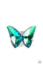 Load image into Gallery viewer, Fluorescent Flutter - Green UV Shimmer Butterfly Ring
