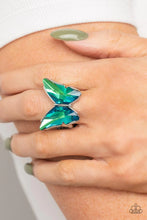 Load image into Gallery viewer, Fluorescent Flutter - Green UV Shimmer Butterfly Ring
