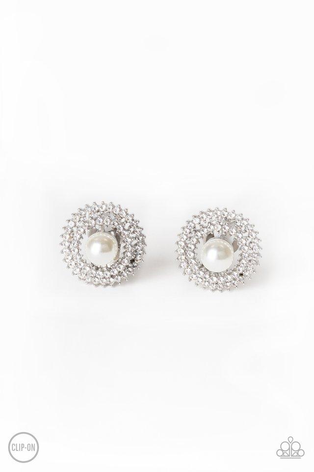 Broadway Breakout - White - Paparazzi Earring Image