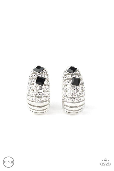 Bank Tank - Black - Paparazzi Earring Image