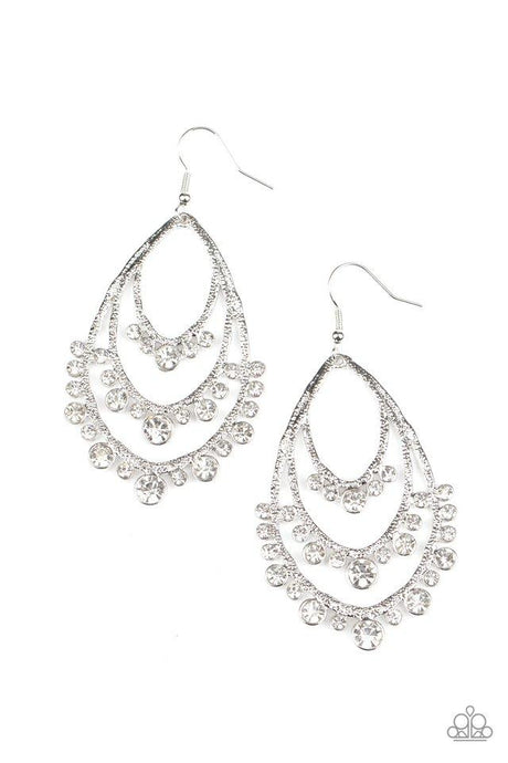 Break Out In TIERS - White - Paparazzi Earring Image
