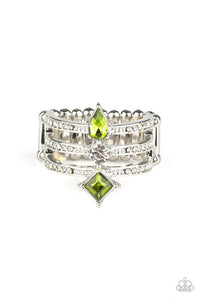 Triple Throne Twinkle - Green - Paparazzi Ring Image