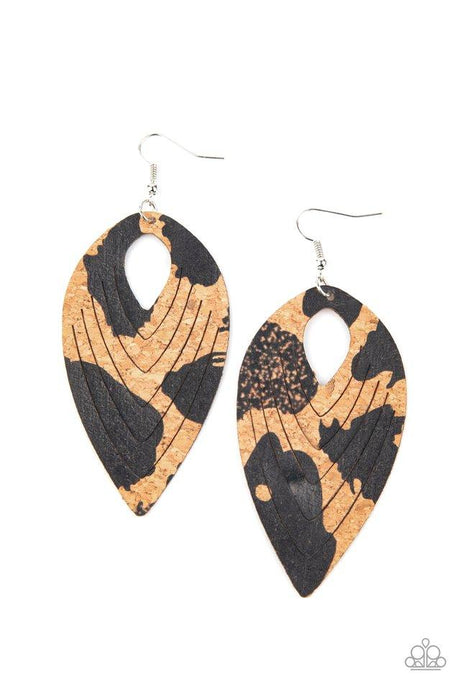 Cork Cabana - Black - Paparazzi Earring Image