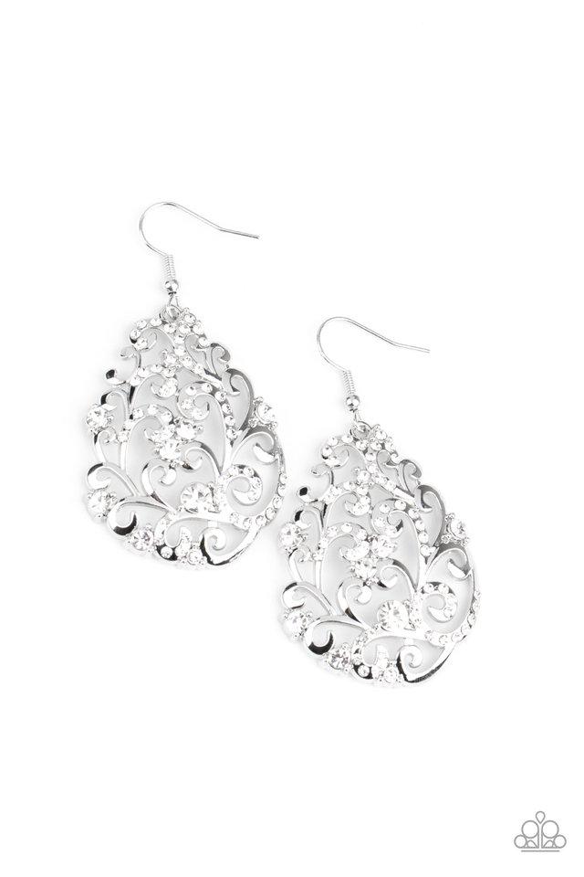 Winter Garden - White - Paparazzi Earring Image