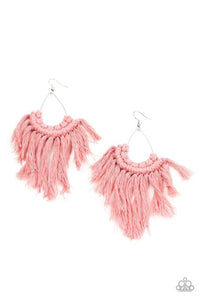Wanna Piece Of MACRAME? - Pink - Paparazzi Earring Image