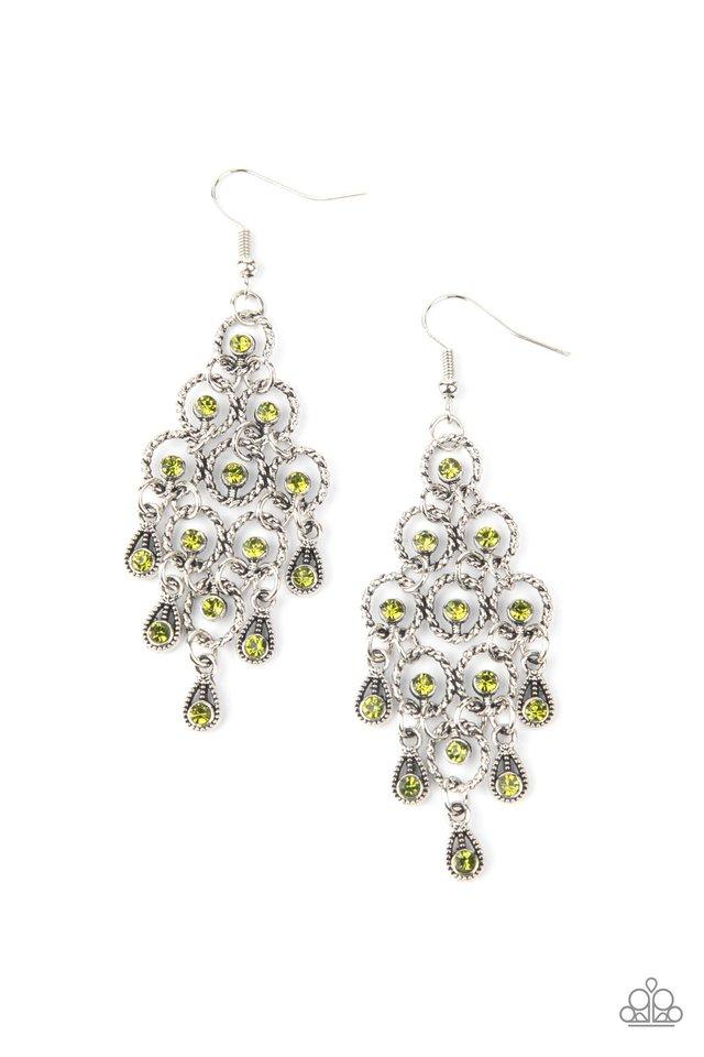 Chandelier Cameo - Green - Paparazzi Earring Image