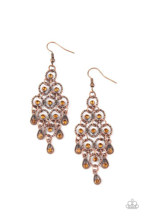 Chandelier Cameo - Copper - Paparazzi Earring Image