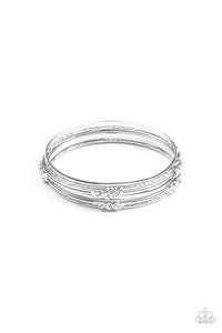 ​Stackable Sparkle - White - Paparazzi Bracelet Image