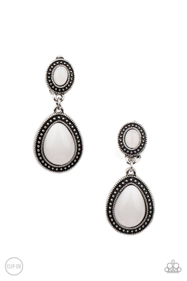 Carefree Clairvoyance - White - Paparazzi Earring Image