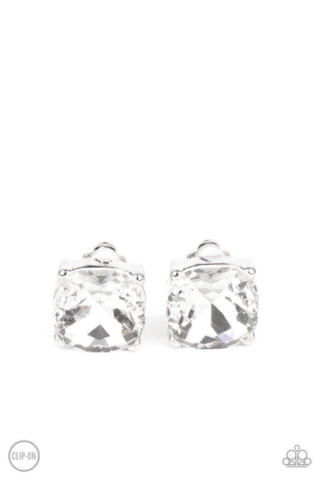 Bombshell Brilliance - White - Paparazzi Earring Image