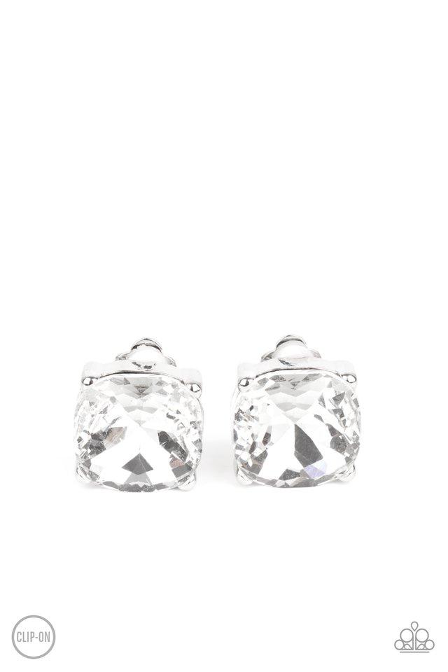Bombshell Brilliance - White - Paparazzi Earring Image