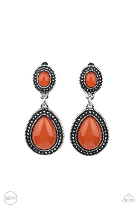 Carefree Clairvoyance - Orange - Paparazzi Earring Image