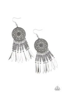 Sun Warrior - Silver - Paparazzi Earring Image