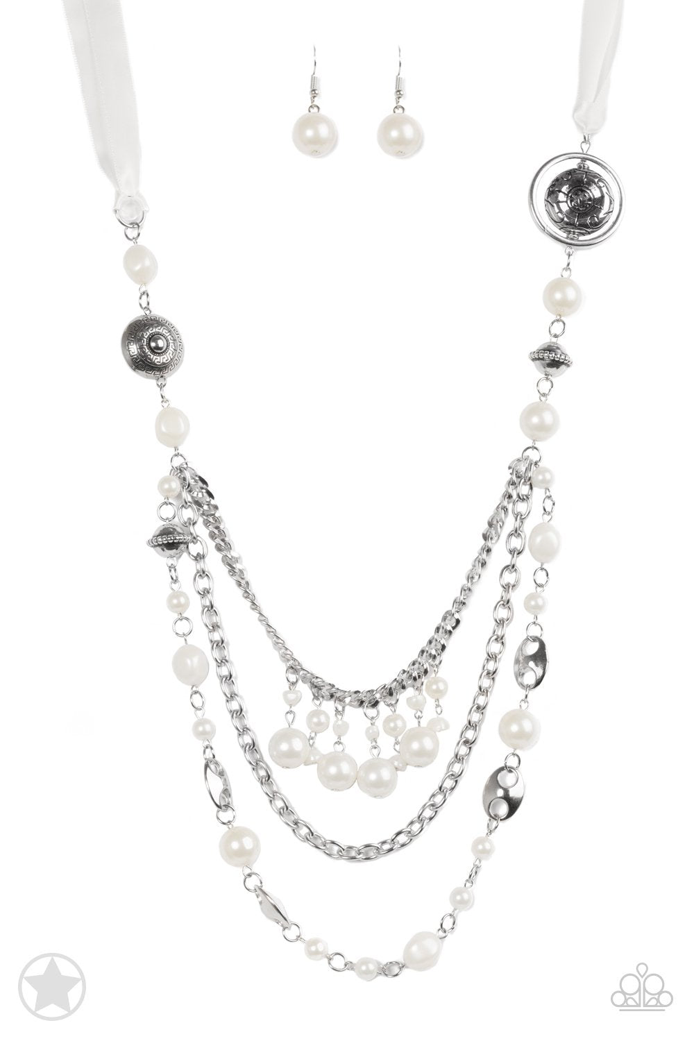 Paparazzi Necklace Blockbuster - All the Trimmings - Ivory White